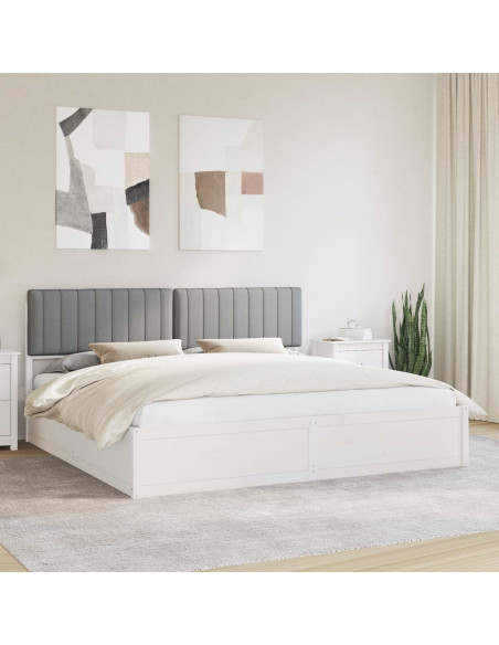 Letto con Testiera Rivestita Grigio chiaro 200 x 200 cm