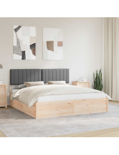 Letto con Testiera Rivestita Grigio scuro 180 x 200 cm