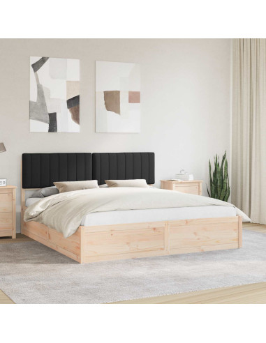 Letto con Testiera Rivestita Nero 180 x 200 cm Pino massello