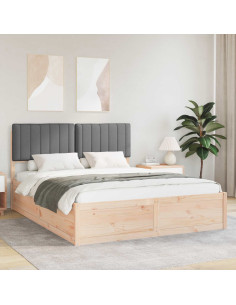 Letto con Testiera Rivestita Grigio scuro 150 x 200 cm