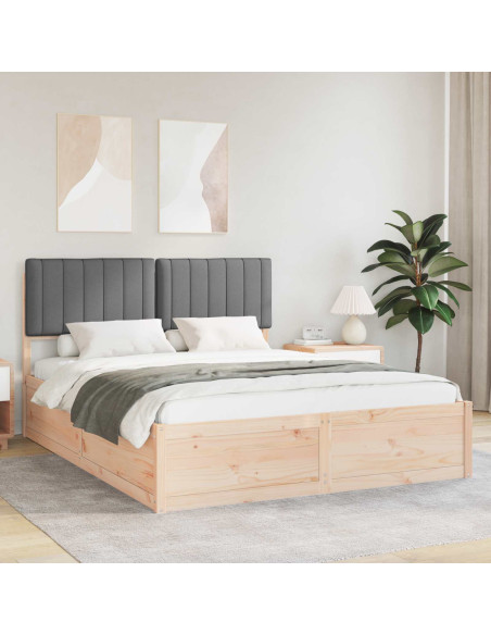 Letto con Testiera Rivestita Grigio scuro 150 x 200 cm