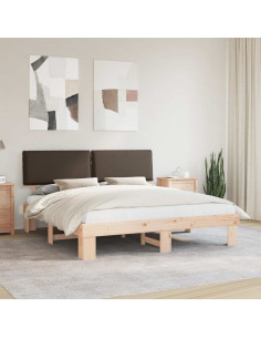 Letto con Testiera Rivestita Talpa 200 x 200 cm Pino massello