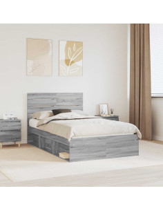 Struttura del letto Grigio Sonoma 120 x 200 cm Pino massello