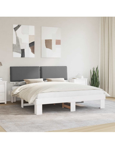 Letto con Testiera Rivestita Grigio chiaro 200 x 200 cm