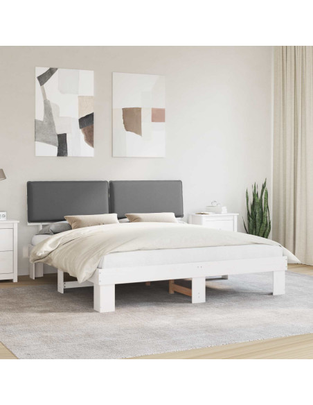 Letto con Testiera Rivestita Grigio chiaro 200 x 200 cm