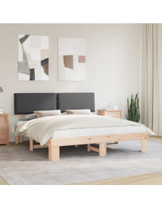 Letto con Testiera Rivestita Grigio scuro 180 x 200 cm