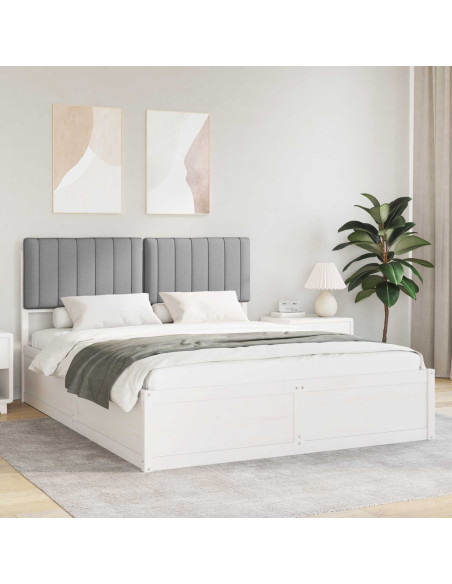 Letto con Testiera Rivestita Grigio chiaro 150 x 200 cm