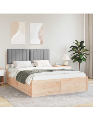 Letto con Testiera Rivestita Grigio chiaro 140 x 200 cm