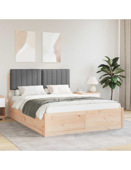 Letto con Testiera Rivestita Grigio scuro 140 x 200 cm