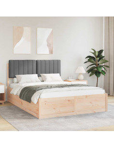 Letto con Testiera Rivestita Grigio scuro 140 x 190 cm