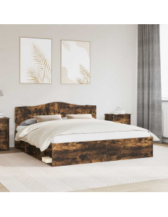 Struttura del letto Rovere fumé 180 x 200 cm Pino massello