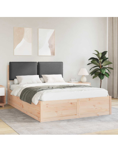 Letto con Testiera Rivestita Grigio scuro 135 x 190 cm