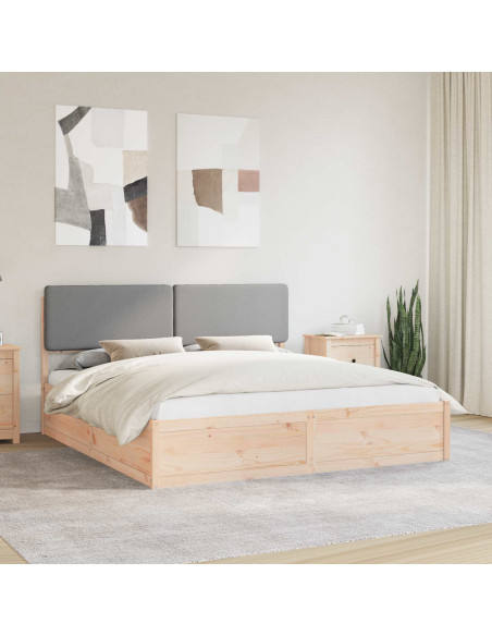 Letto con Testiera Rivestita Grigio chiaro 200 x 200 cm