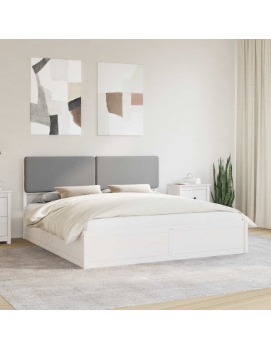 Letto con Testiera Rivestita Grigio chiaro 200 x 200 cm