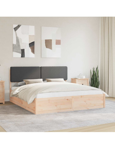 Letto con Testiera Rivestita Grigio scuro 180 x 200 cm