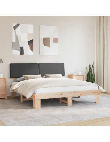 Letto con Testiera Rivestita Grigio scuro 180 x 200 cm