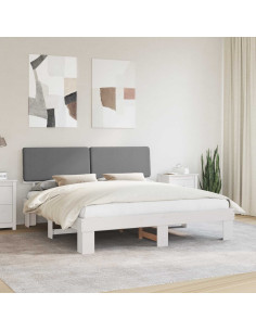 Letto con Testiera Rivestita Grigio chiaro 180 x 200 cm