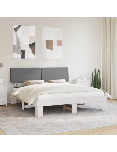 Letto con Testiera Rivestita Grigio chiaro 180 x 200 cm