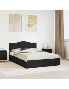 Letto con Contenitore Nero 150 x 200 cm Legno multistrato