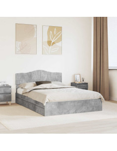 Letto con Contenitore con testiera Grigio cemento 150 x 200 cm