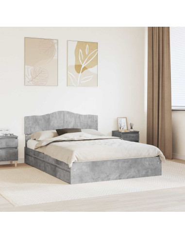 Letto con Contenitore con testiera Grigio cemento 150 x 200 cm
