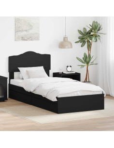 Letto con Contenitore Nero 90 x 190 cm Legno multistrato