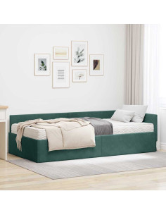 Struttura Letto Angolare con Materasso 2 pcs Verde Velluto