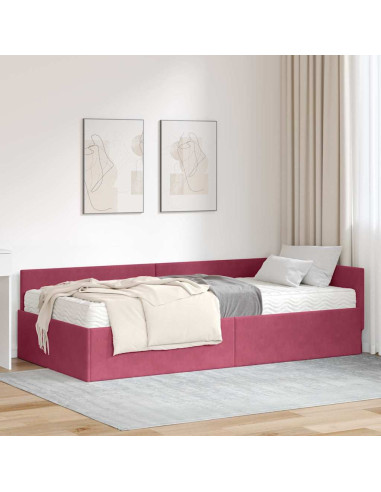 Struttura Letto Angolare con Materasso 2 pcs Verde Velluto