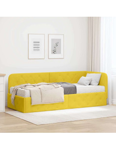 Cornice del letto ad angolo Giallo 80 x 200 cm Velluto