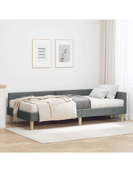 Struttura Letto Angolare con Materasso 2 pcs Grigio Tessuto