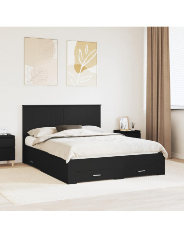 Struttura del letto con testiera Nero e Argento 150 x 200 cm