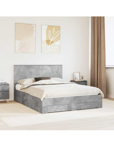 Struttura del letto con testiera Grigio cemento 150 x 200 cm