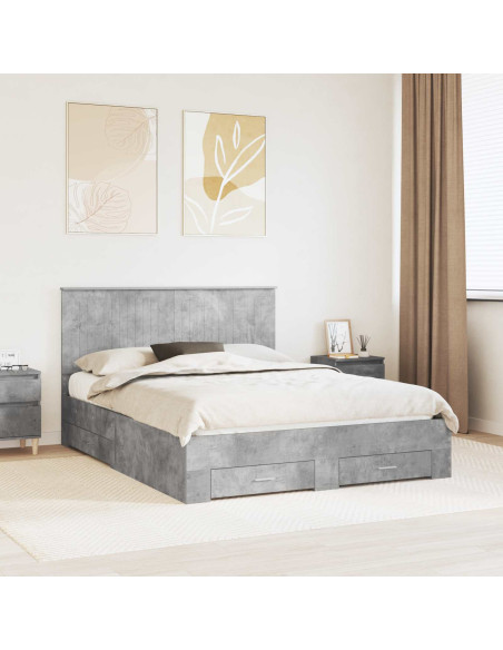 Struttura del letto con testiera Grigio cemento 150 x 200 cm