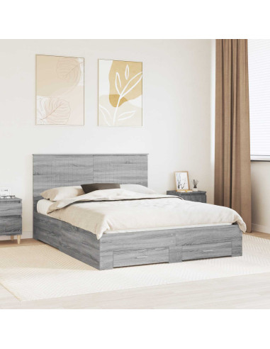 Struttura del letto con testiera Grigio Sonoma 150 x 200 cm