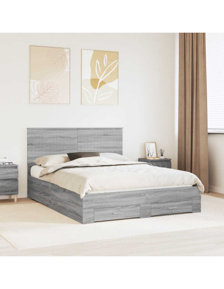 Struttura del letto con testiera Grigio Sonoma 150 x 200 cm