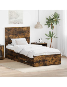 Struttura del letto Rovere fumé 90 x 190 cm Legno multistrato