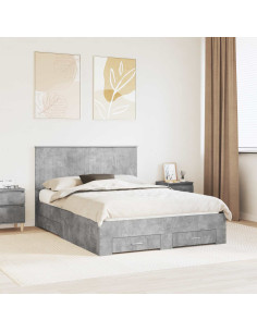 Struttura del letto con testiera Grigio cemento 140 x 190 cm
