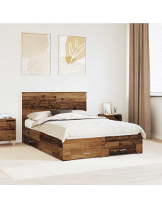Struttura del letto con testiera Legno vecchio 135 x 190 cm
