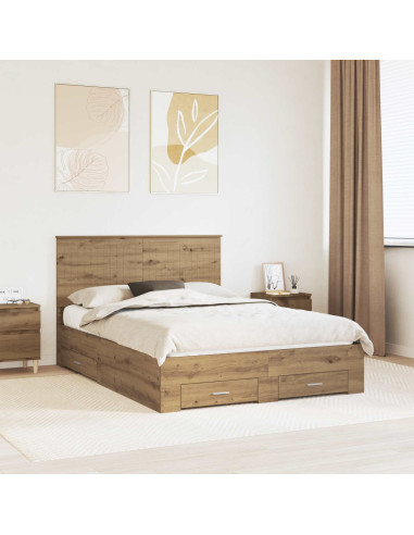 Struttura del letto Rovere artigianale 135 x 190 cm