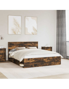 Struttura del letto Rovere fumé 160 x 200 cm Pino massello