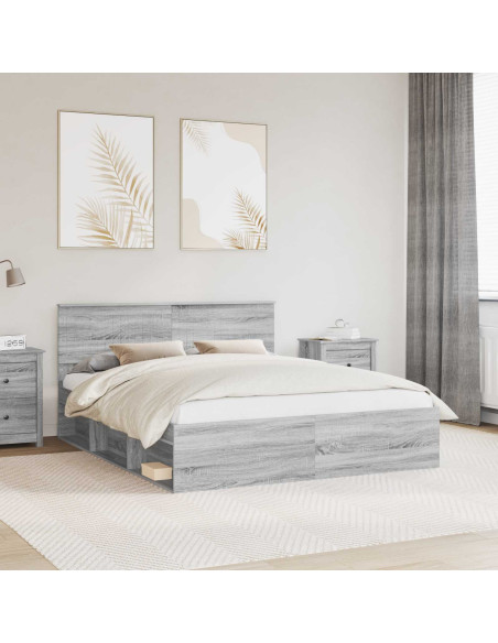 Struttura del letto Grigio Sonoma 160 x 200 cm Pino massello