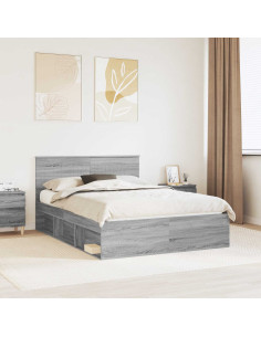 Struttura del letto Grigio Sonoma 140 x 190 cm Pino massello