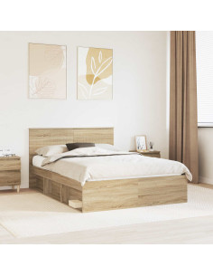 Struttura del letto Rovere Sonoma 135 x 190 cm Pino massello