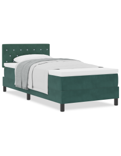 Letto a molle con materasso Verde Scuro 90 x 200 cm Velluto