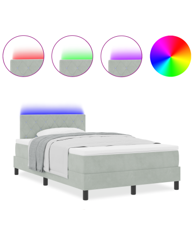 Letto a molle con materasso Grigio chiaro 120 x 190 cm Velluto