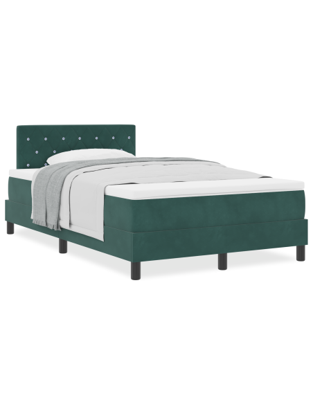 Letto a molle con materasso Verde Scuro 120 x 190 cm Velluto