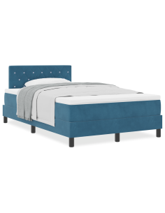 Letto a molle con materasso Blu Scuro 120 x 190 cm Velluto