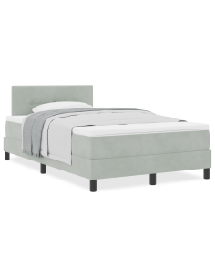 Letto a molle con materasso Grigio chiaro 120 x 190 cm Velluto