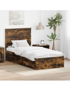 Struttura del letto Rovere fumé 90 x 200 cm Legno multistrato