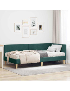 Struttura Letto Angolare con Materasso 2 pcs Verde Tessuto